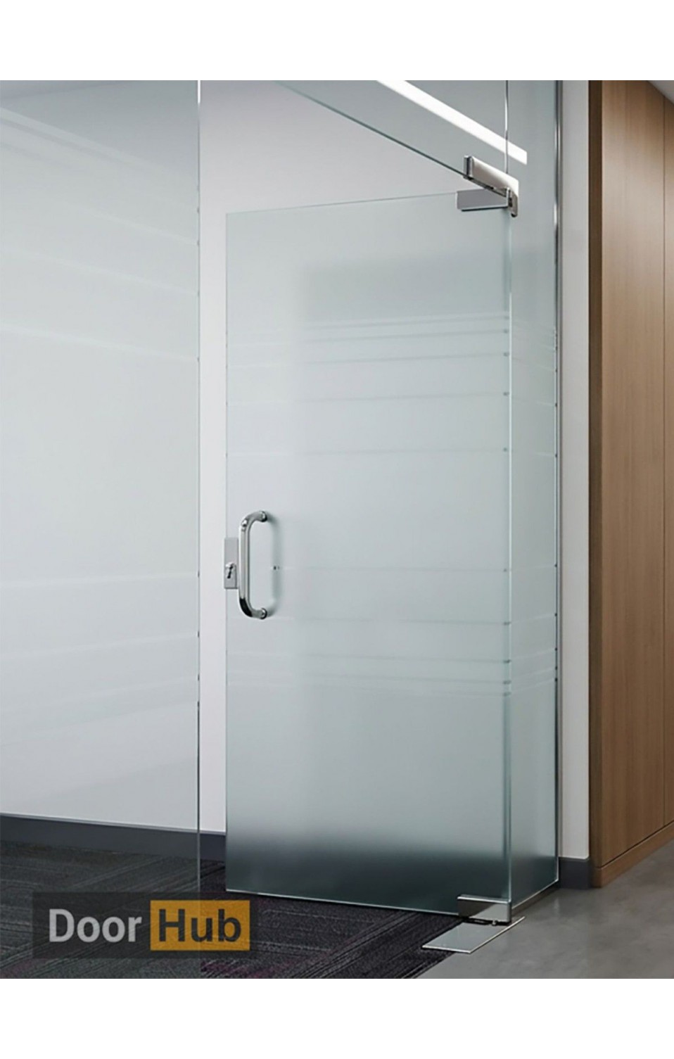 Sandblasted Tempered Glass Pivot Door 10mm UAE for Clinic Privacy